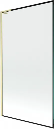 MEXEN/S - Next L vaňová zástena FIX 100 x 150, čierna vzor, zlatá kartáčovaná 895-100-000-03-70-55