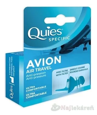 Quies AVION Chrániče sluchu do lietadla 2 ks