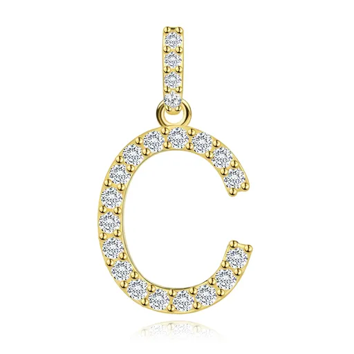 Prívesok z 9K žltého zlata s písmenom C a zirkónmi