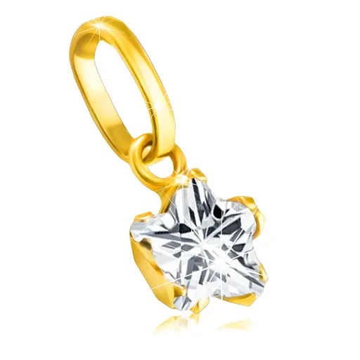 Prívesok v žltom zlate 375 - päťcípa zirkónová hviezdička v kotlíku