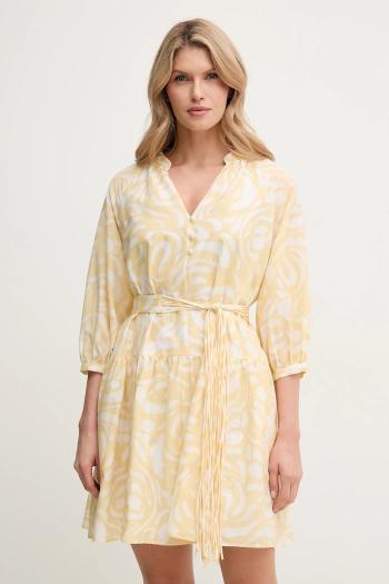 Šaty s prímesou hodvábu Marella VENAS žltá farba, mini, oversize, 2513221114200