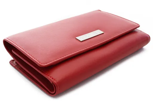 Červená kožená dámska klopová peňaženka 511-1048-31
