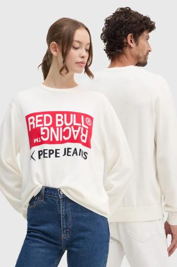 Bavlnený sveter Red Bull Racing x Pepe Jeans béžová farba, tenký, RU700002