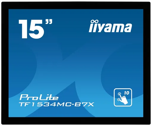 15" iiyama TF1534MC-B7X: TN, XGA, capacitive, 10P, 370cd/m2, VGA, DP, HDMI, IP65, čierny