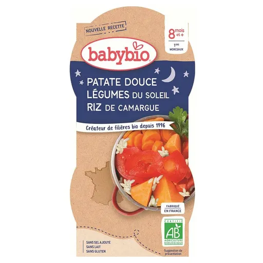 BABYBIO večerné menu sladké zemiaky s letnou zeleninou 2x200 g