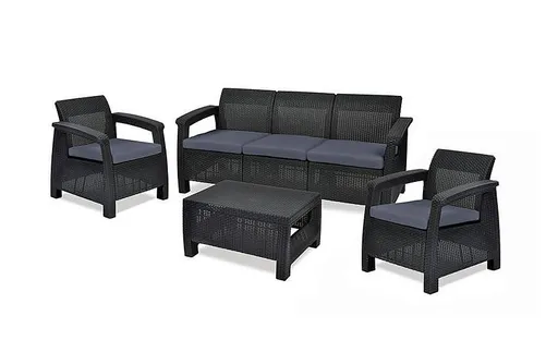 DEOKORK Záhradná ratanová zostava CORFU LOUNGE MAX antracit