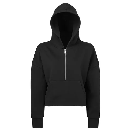 TriDri® Dámska mikina s 1/2 zipsom a kapucou - Čierna | 2XL/3XL