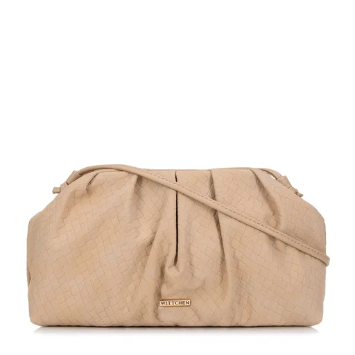 Damska torebka crossbody z marszczeniem jasny beż 99-4Y-423-9