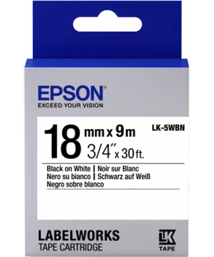 Epson LabelWorks LK-5WBN C53S655006 18mm x 9m, čierna tlač / biely podklad, originálna páska