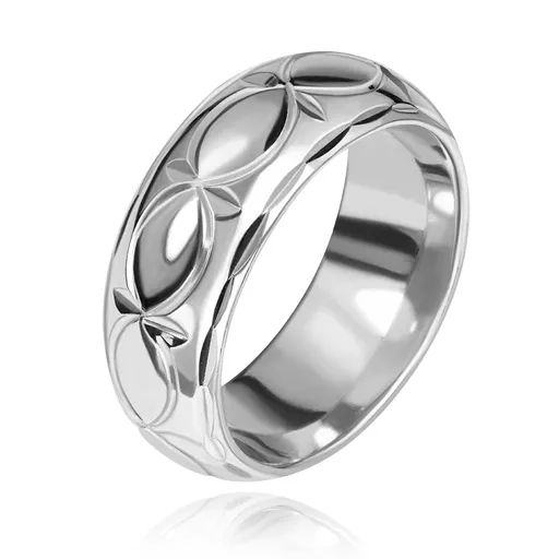 Obrúčka zo striebra 925 - obrysy zrniečok a lúče - Veľkosť: 53 mm