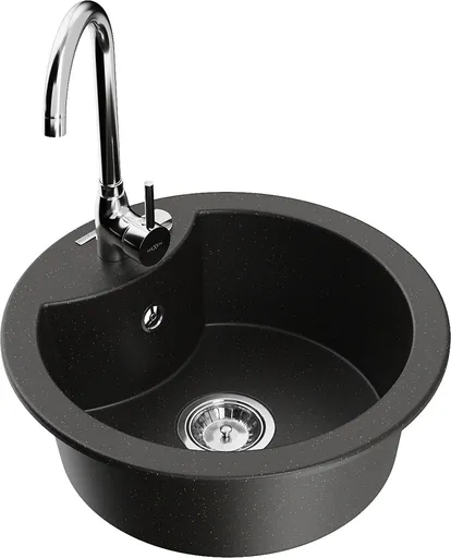 MEXEN/S MEXEN/S - Diego granitový drez vrátane batérie Telma, čierna/zlatá 6512-75-670200-00