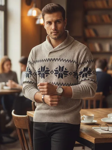 Krémový vločkový pánsky sveter Dstreet WX2269