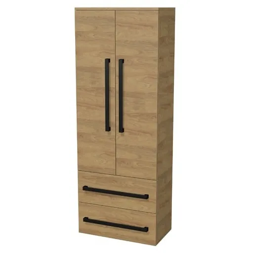 Kúpeľňová skrinka s čiernou úchytkou SAT Cube Way 60x163x33 cm dub Hickory mat CUBE3CV60DH
