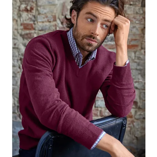 Pulóver s výstrihom do V, 80 % vlna, 20 % polyamid