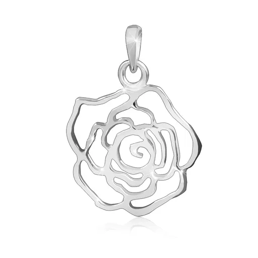 Strieborný prívesok 925 - lesklá obrysová ruža