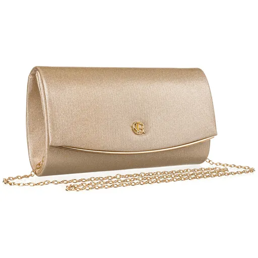 Zlatá dámska listová kabelka zo syntetickej látky s retiazkou – Rovicky