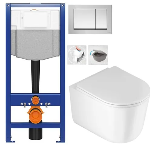 CERSANIT predstenový inštalačný systém s tlačidlom chrom K97-509 + WC DEANTE Jasmin so sedadlom RIMLESS K97-526 509 JA1