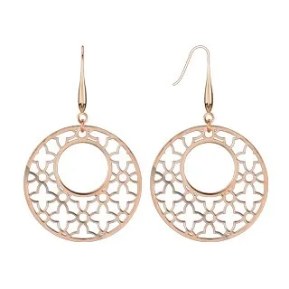 Náušnice z ocele 316L v medenom odtieni - vyrezávaný vzor kvetov