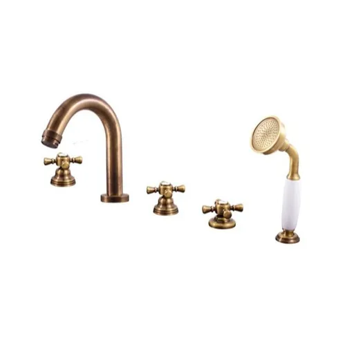 Vaňová batéria RAV Slezák MORAVA so sprchovacím setom stará mosadz MK362.5PSM