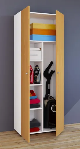 VCM Úklidová skříňka Vandol Il s dvířky, bílá