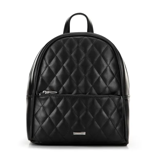 Dámsky ruksak z imitácie kože s prešívaním čierny 100-4Y-228-1