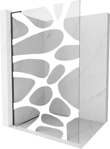 MEXEN/S - Kioto L Sprchová zástena WALK-IN 80 x 200, biely vzor, čierna 800-080-103-70-97
