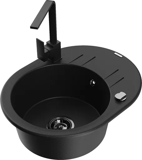 MEXEN/S MEXEN/S - Kevin granitový drez s odkvapkávačom vrátane batérie Rita, čierna 6517-77-670300-70-B