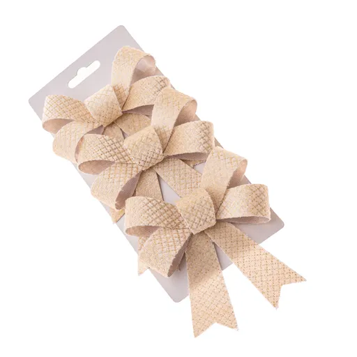 Set vianočných mašlí 10 x 13 cm, krémová, 3 ks