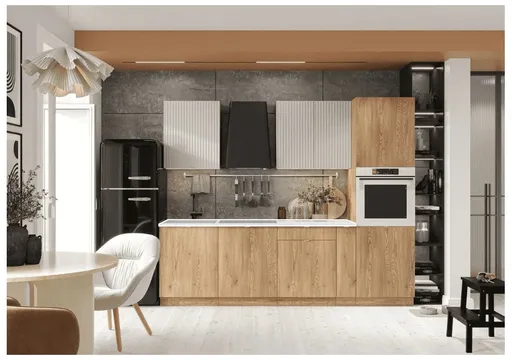 Artstolk Kuchynská linka SOFIA B | dub cremona/béžová 260 cm Prevedenie: bez pracovnej dosky