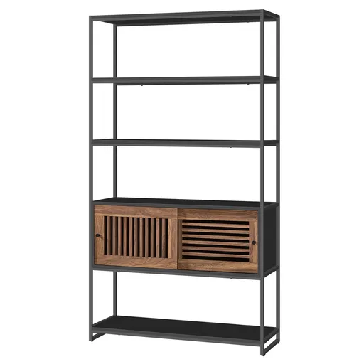 Regál E1121 BK, kov, čierna