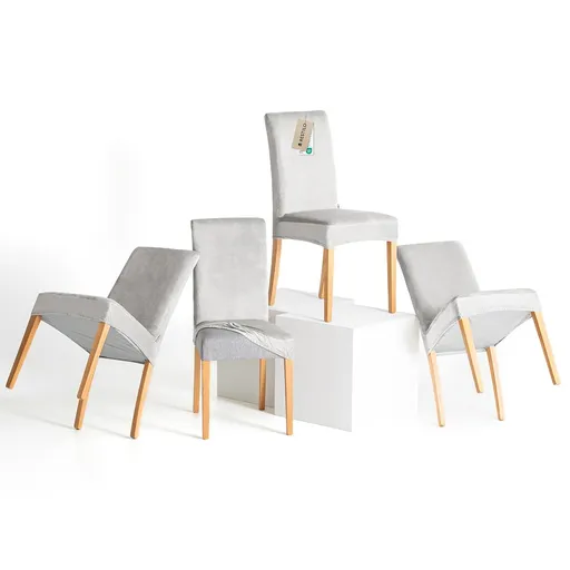 Restilo Napínací poťah na stoličku Sento strieborná, 48 x 48 x 58 + 10 cm, sada 4 ks