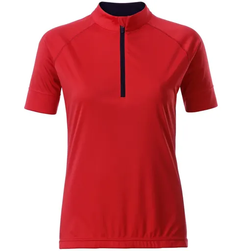 James & Nicholson (Daiber) Dámsky cyklistický dres s krátkym zipsom JN513 - Tomato / čierna | L