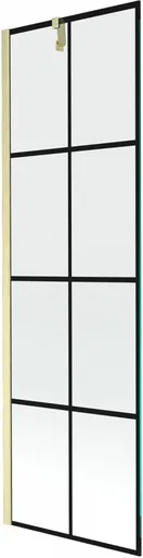 MEXEN/S - Next vaňová zástena FIX 60 x 150, čierna vzor, zlatá kartáčovaná 895-060-000-00-77-55