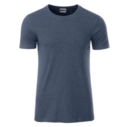 James & Nicholson (Daiber) Klasické pánske tričko z biobavlny 8008 - Svetlý džínsový melír | 3XL