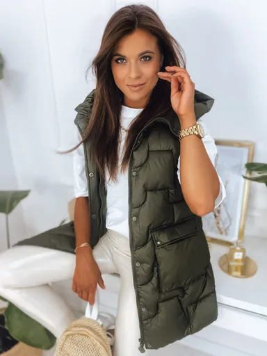 Zelená dámska vesta s kapucňou