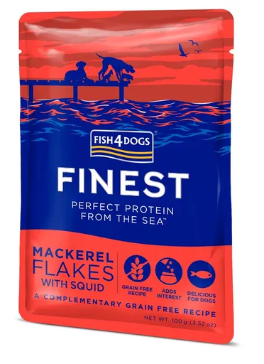 FISH4DOGS Kapsička pre psov Finest makrela s kalamárom 100g