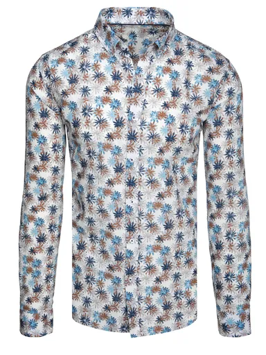 Košeľa pánska biela s kvetmi Dstreet DX2646