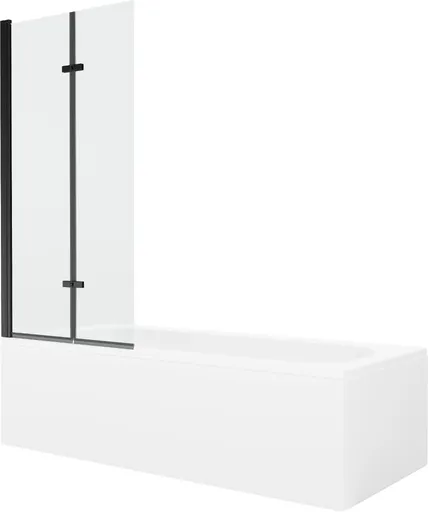 MEXEN/S - Vega obdĺžniková vaňa 180 x 80 cm s panelom + vaňová zástena 80, transparent, čierna 550118080X9208027000