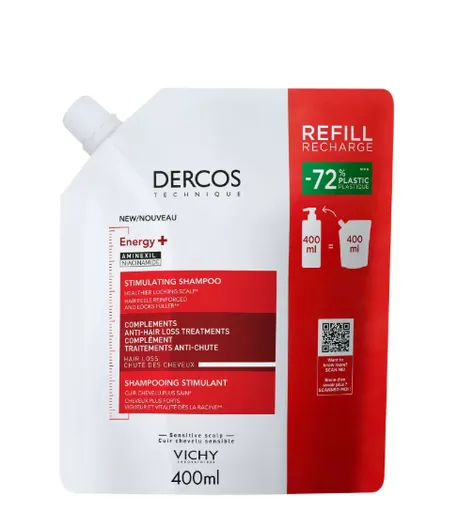 VICHY DERCOS ENERGY+ STIMULATING SHAMPOO stimulujúci šampón náhradná náplň 400 ml