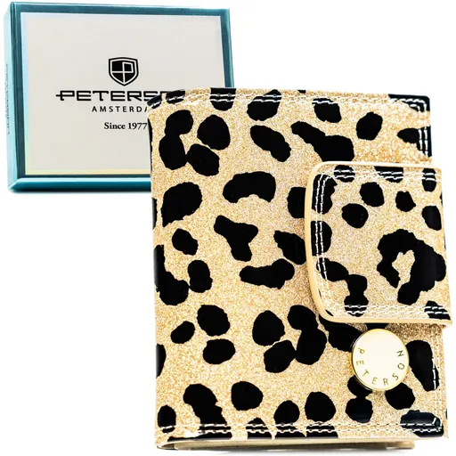 Malá dámska peňaženka v zlatom odtieni – kombinácia prírodnej a ekologickej kože