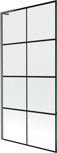 MEXEN/S - Next L vaňová zástena FIX 90 x 150, čierna vzor, grafit kartáčovaná 895-090-000-03-77-66