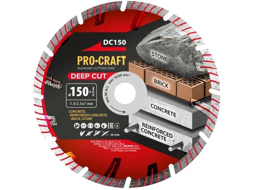 Diamantový rezný kotúč 150 mm PROCRAFT DC150 Deep Cut
