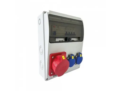 Zásuvková skriňa 11M 32A 5p, 2x230V - 11 modulov s ističmi a chráničom - 6kA