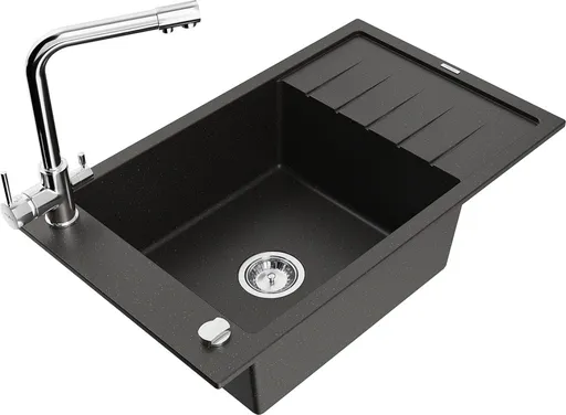 MEXEN/S MEXEN/S - Elias granitový drez 1-miska vrátane batérie Duero, čierna/zlatá metalik 6511-75-671600-00