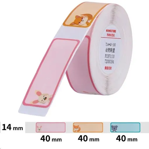 Niimbot A2A28678701, 14x40mm, 160ks, Zvieratká, farebné samolepicí štítky