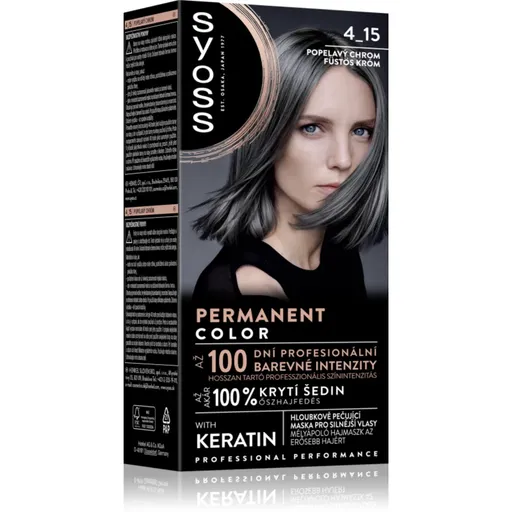 Syoss Permanent Color permanentná farba na vlasy odtieň 4_15 Popelavý chróm 1 ks