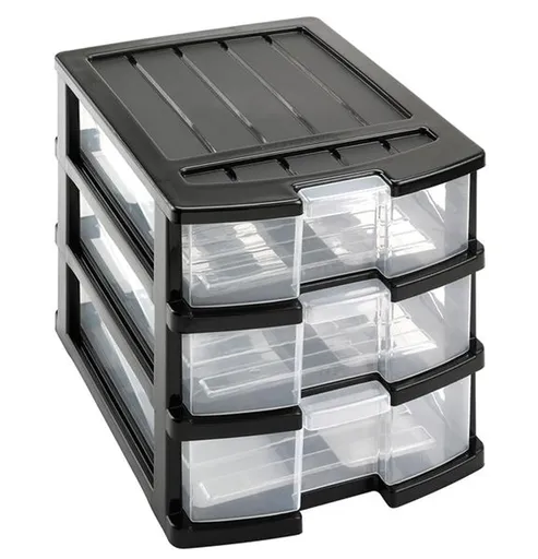 Plastový regál 3 zásuvky HEIDRUN 34x25x23.5cm MIX farieb