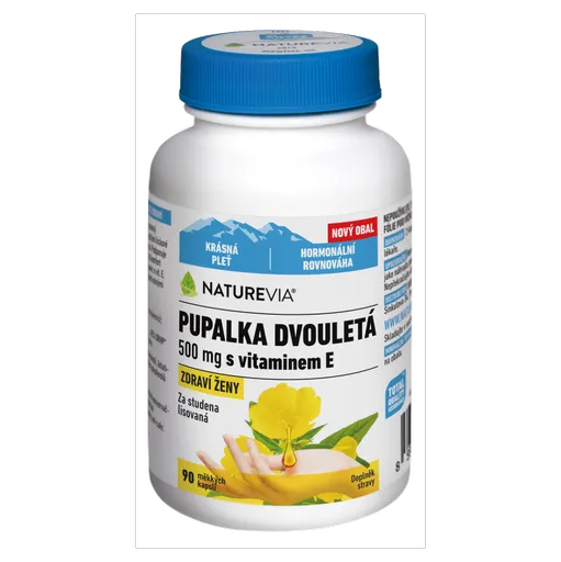 NATUREVIA Pupalka dvojročná 500 mg + Vitamín E 90 kapsúl