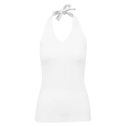 Build Your Brand Dámsky top so zaväzovaním za krkom - Biela | XL