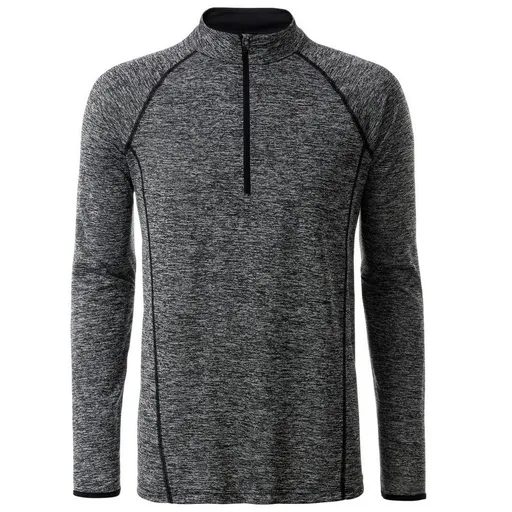 James & Nicholson (Daiber) Pánske funkčné tričko s dlhým rukávom JN498 - Čierny melír / čierna | 2XL